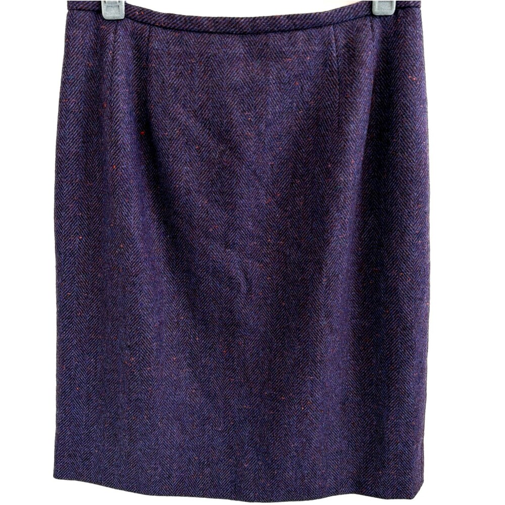 Vtg Talbots 100% Wool Herringbone Pencil Skirt Lined 10P Purple Career Office